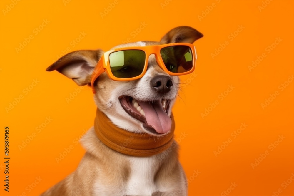 sunglasses dog animal background isolated funny cute young smile portrait pet. Generative AI.