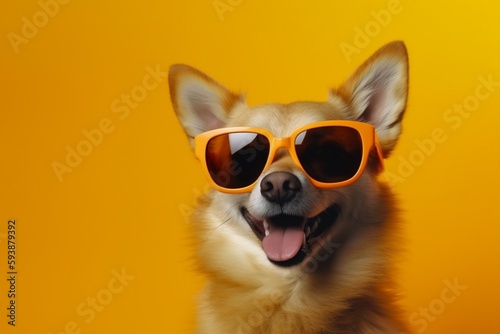 dog isolated funny cute pet smile indoor animal portrait sunglasses background. Generative AI. © SHOTPRIME STUDIO