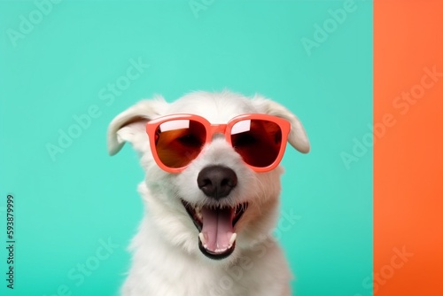 dog smile background portrait cute animal isolated sunglasses pet small funny. Generative AI. © SHOTPRIME STUDIO