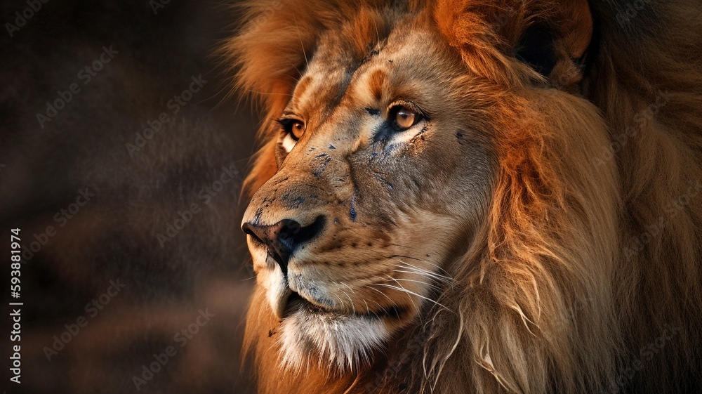 Fototapeta premium close up portrait of a lion generative ai