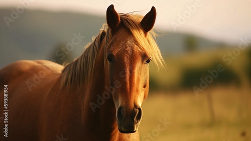 brown horse portrait generative ai