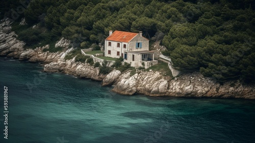 house on the coast of the sea generative ai