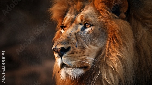 close up portrait of a lion generative ai © Scheidle-Design