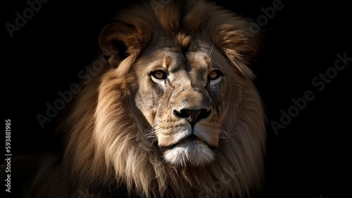 lion head on a black background generative ai