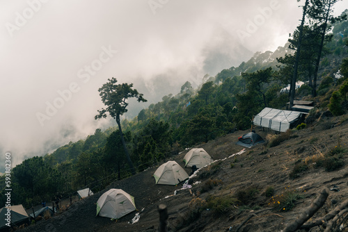 camping site on the flanks of Volcano Acatenango