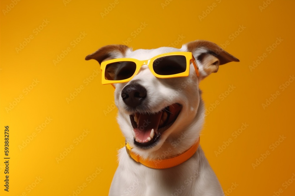 funny dog isolated studio portrait smile animal pet sunglasses cute background. Generative AI.