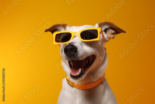 funny dog isolated studio portrait smile animal pet sunglasses cute background. Generative AI. © SHOTPRIME STUDIO