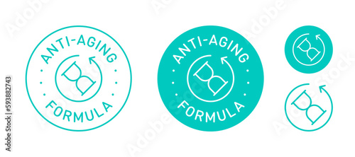 Anti aging formula cosmetics vector badge logo icon