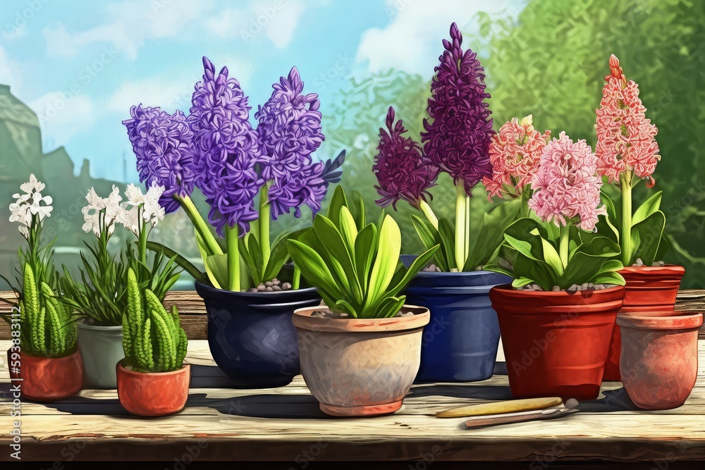 Nature hyacinth pot. Generate Ai Nature hyacinth pot. Generate Ai