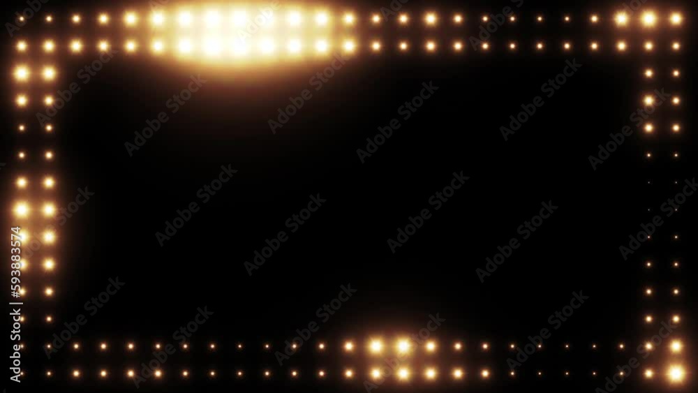 Yellow flashes of light Video background. Flashing spotlights. Rectangle of blinking spotlights VJ Stage Floodlight 4K