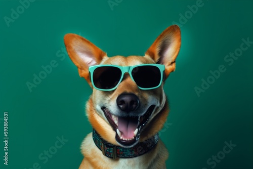 portrait dog funny animal purebred pet background cute sunglasses isolated smile. Generative AI. © SHOTPRIME STUDIO