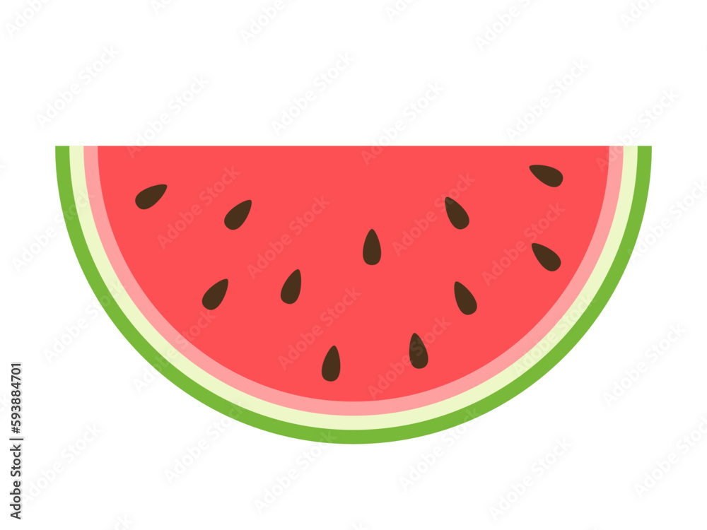 Watermelon slice icon. Flat illustration of watermelon slice vector icon.