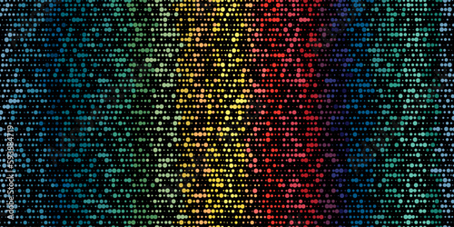Seamless pattern with dots rainbow lgbt colors on black background, vector illustration.