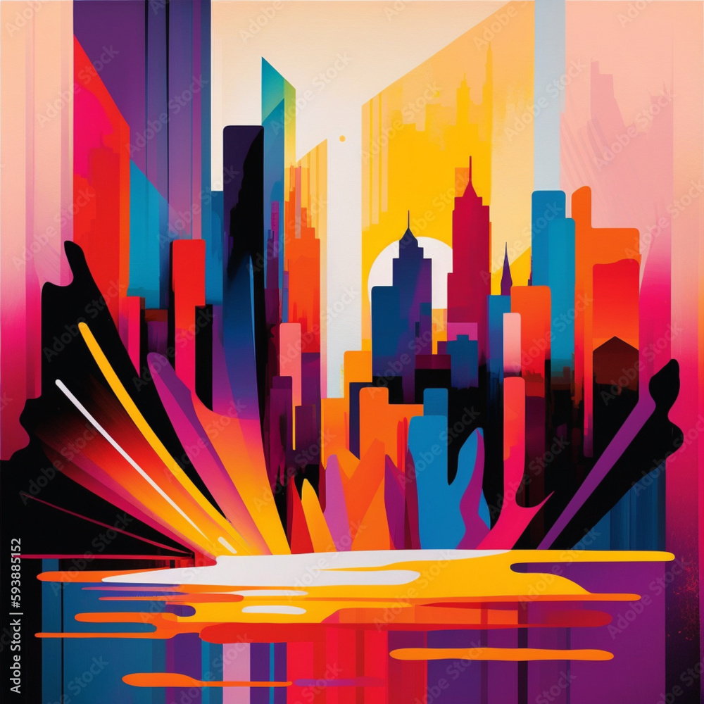 cityscape colorful colourful vector artwork