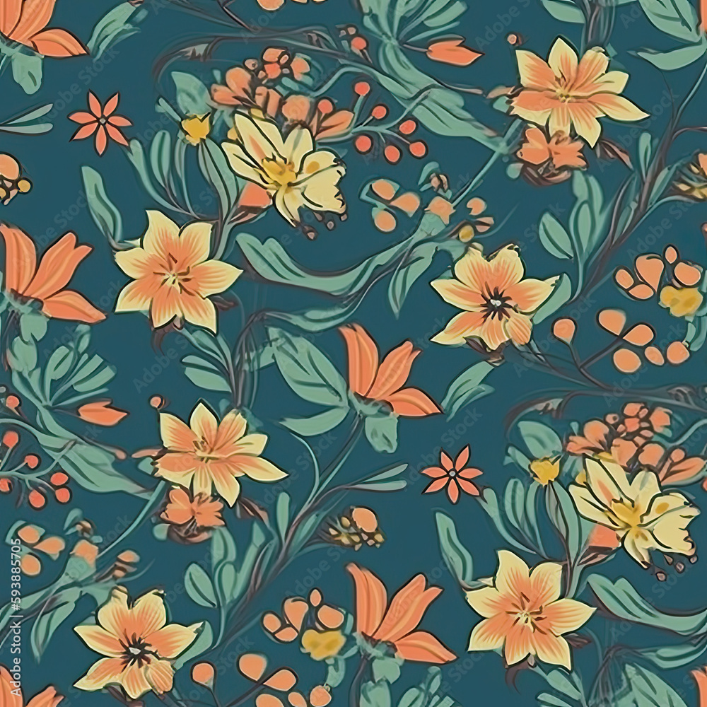 seamless pattern with cannabis flowers, made with AI