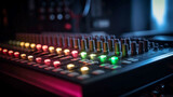  sound mixer control, equipment for sound mixer control, electornic  device, 
high-precision and long-stroke faders ,faders and sliders, Generative AI 
