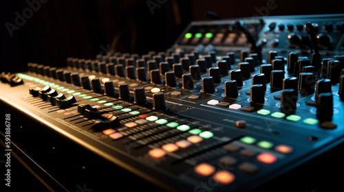  sound mixer control, equipment for sound mixer control, electornic device, high-precision and long-stroke faders ,faders and sliders, Generative AI 