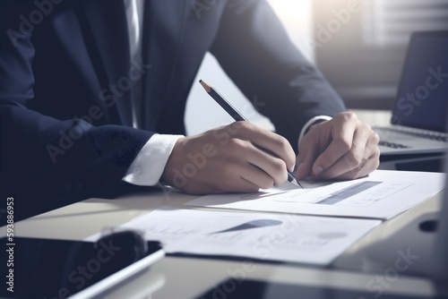 man businessman pen document business office hand contract lawyer group signature. Generative AI. © SHOTPRIME STUDIO