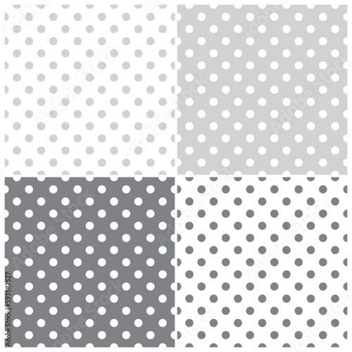 Tile polka dots grey vector pattern for decoration wallpaper background