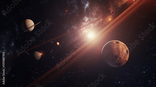 space background. planets and stars in space. generative ai © robertuzhbt89
