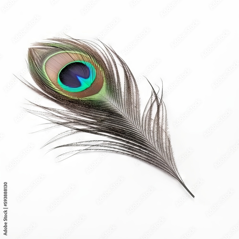 Obraz premium Peacock feather on white background