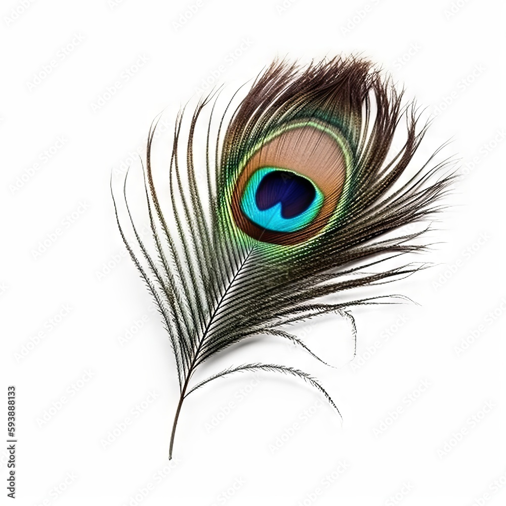 Obraz premium Peacock feather on white background