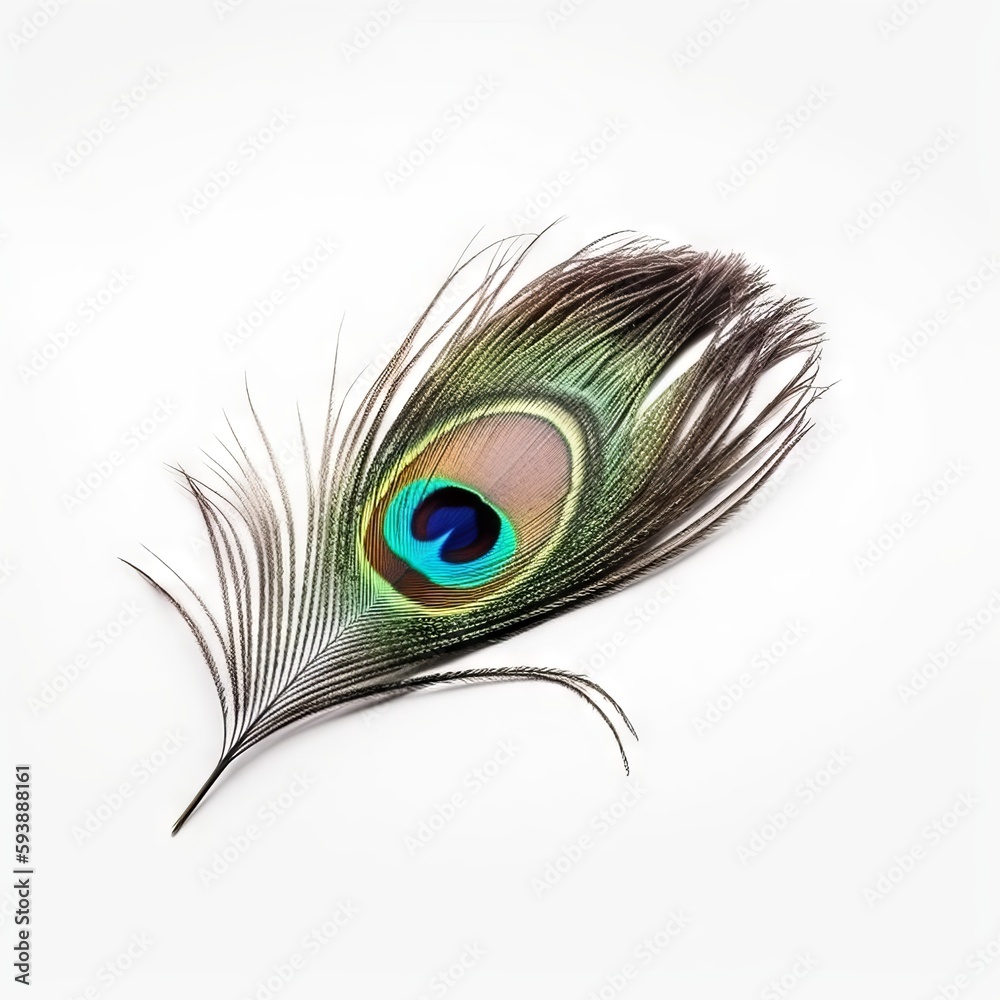 Obraz premium Peacock feather on white background