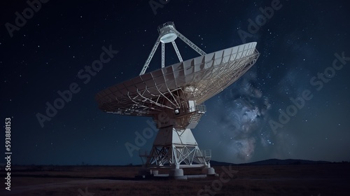 Radio telescopes on the background of the starry sky. generative ai