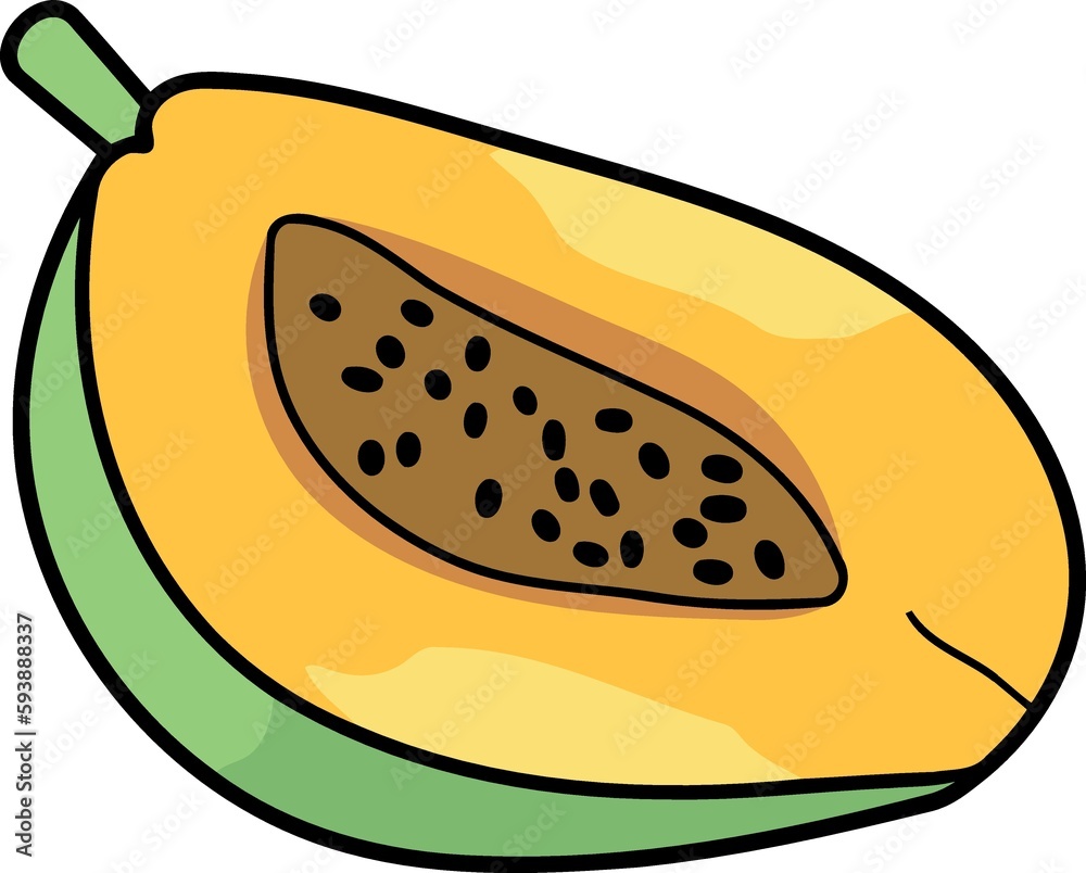 papaya fruit cut in half created with Generative AI technology papaya fruit cut in half created with Generative AI technology