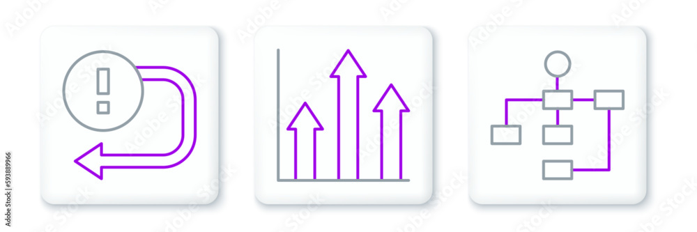 Set line Hierarchy organogram chart, Arrow and Pie infographic icon. Vector Set line Hierarchy organogram chart, Arrow and Pie infographic icon. Vector