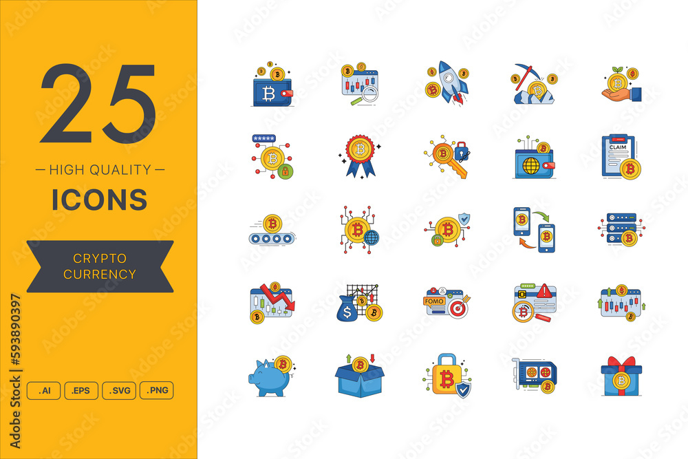 Vector set of Crypto currency icons Vector set of Crypto currency icons