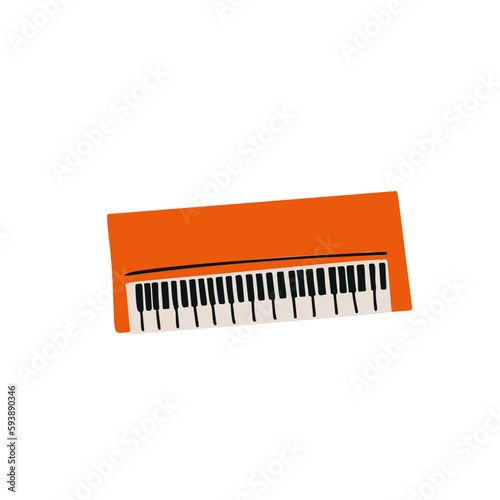 Illustration of musical instrument synthesizer in cutting style on white background