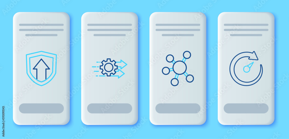 Set line Time management, Project team base, Financial growth and Digital speed meter icon. Vector Set line Time management, Project team base, Financial growth and Digital speed meter icon. Vector