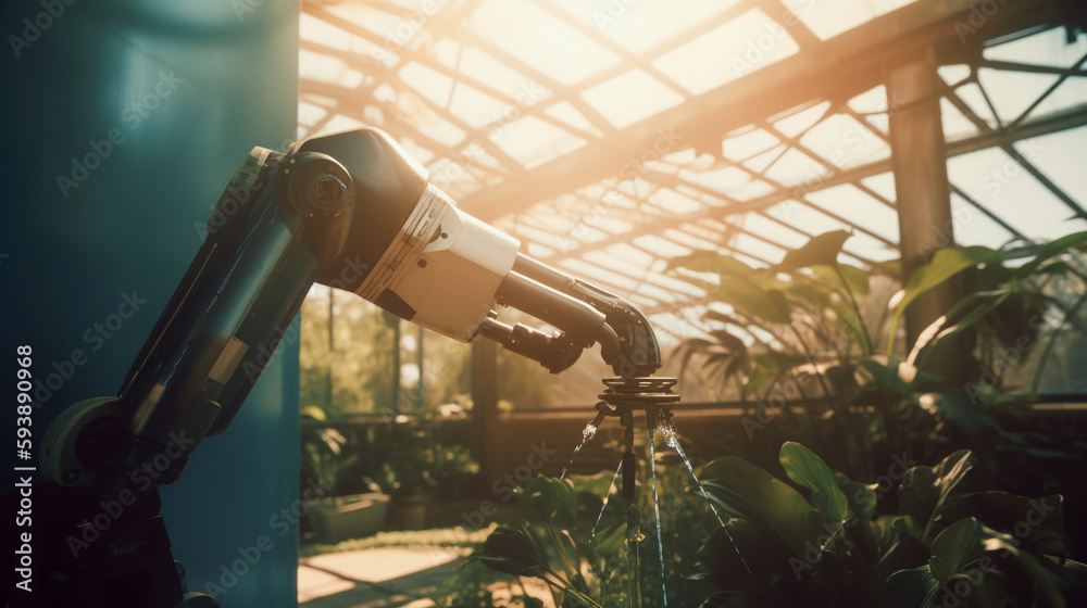 close-up shot of a robotic arm in action on a high-tech agriculture farm, highlighting the use of robotics for precision planting and harvesting ai generated art