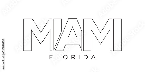 Miami, Florida, USA typography slogan design. America logo with graphic city lettering for print and web.