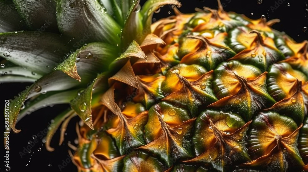 Juicy ripe pineapple close up. Food concept. Al generated