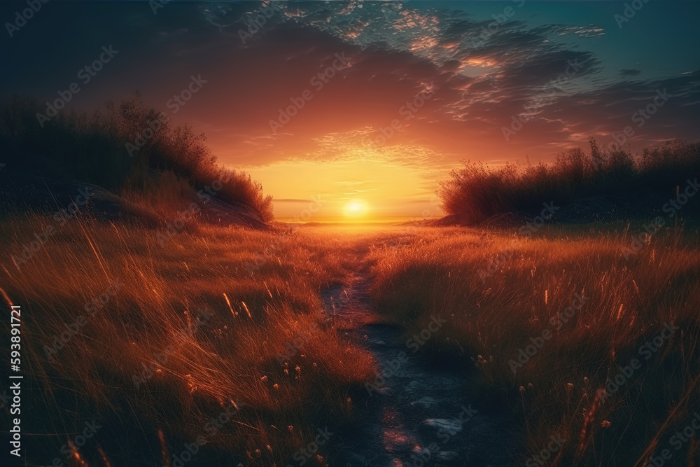 Beautiful landscape. Sunset and warm light. Beautiful landscape. Sunset and warm light.
