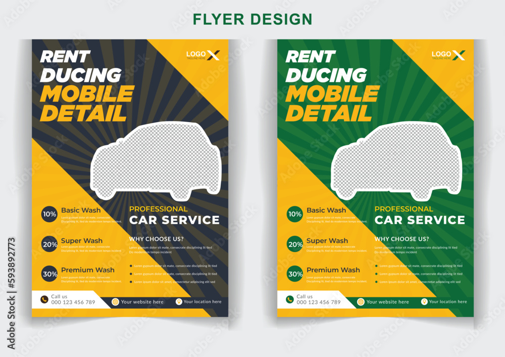 Car wash cleaning service poster flyer design car washing service flyer design template