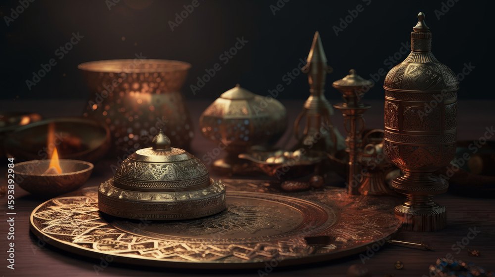 Arabic lantern of ramadan celebration background. AI generated Arabic lantern of ramadan celebration background. AI generated