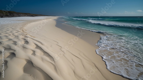 wonderful beach in the sun with few clouds  some rocks and shallow water