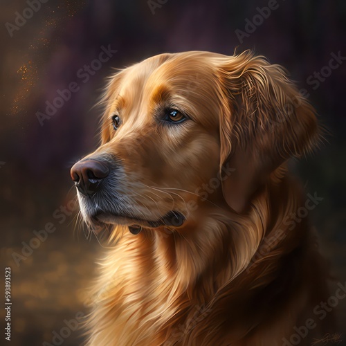 Golden retriever. Golden retriever portrait. Golden retriever dog. Generative AI.