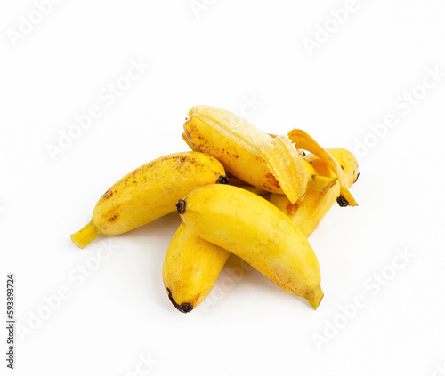 Baby bananas isolated on white background.