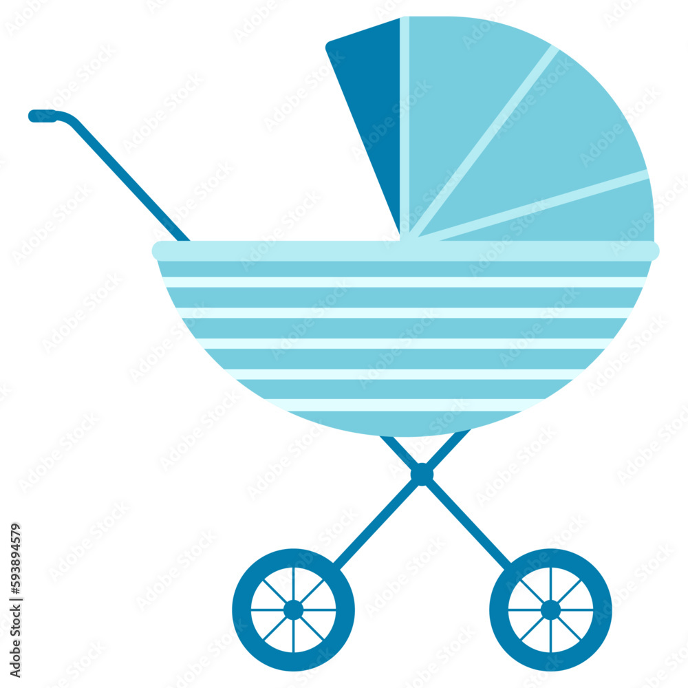 Baby carriage icon. Baby boy pram. Vector flat illustration Baby carriage icon. Baby boy pram. Vector flat illustration