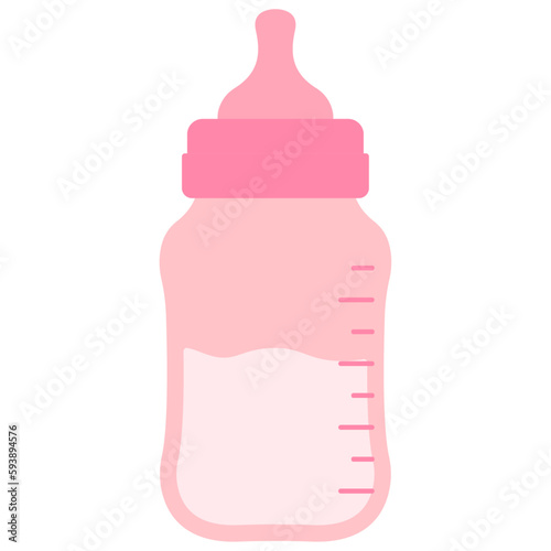 Pink Baby milk bottle. Vector illustration