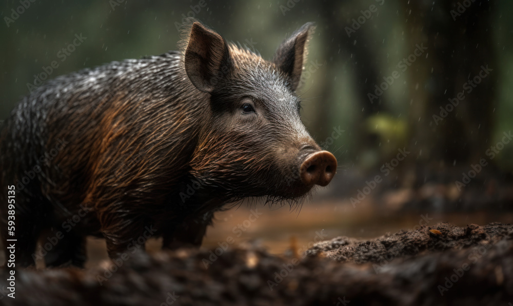 photo of bushpig in its natural habitat. Generative AI photo of bushpig in its natural habitat. Generative AI