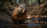 photo of capybara in its natural habitat. Generative AI