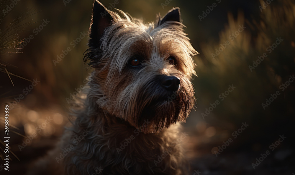 close up photo of cairn terrier dog in its natural habitat. Generative AI