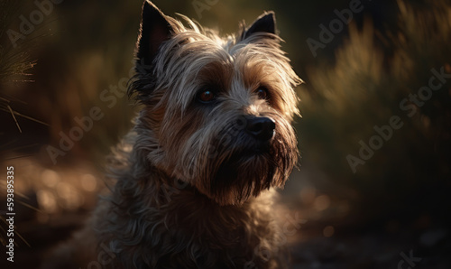close up photo of cairn terrier dog in its natural habitat. Generative AI