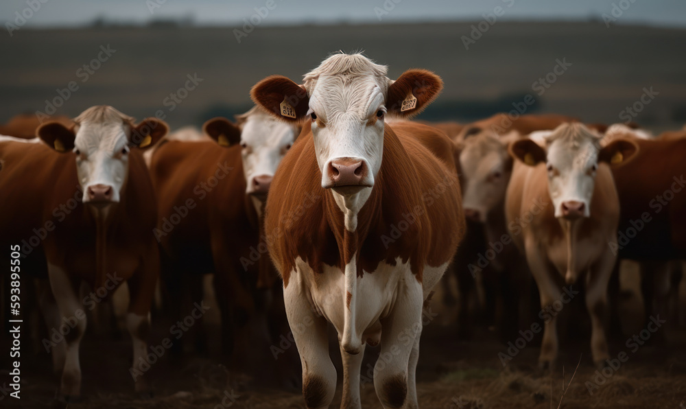 photo of cattle in its natural habitat. Generative AI