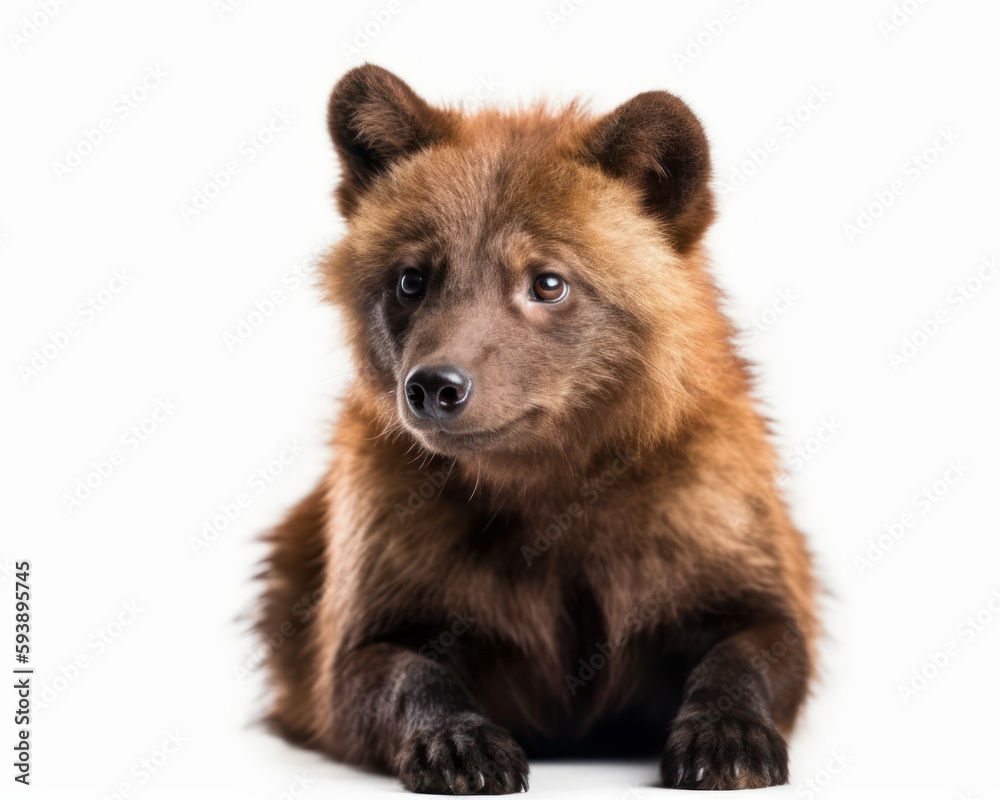 photo of bush dog (Speothos venaticus) isolated on white background. Generative AI photo of bush dog (Speothos venaticus) isolated on white background. Generative AI